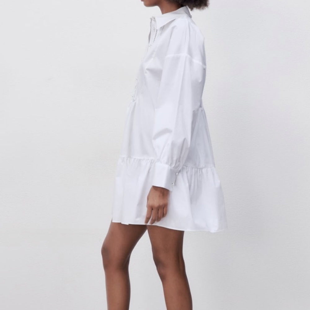 Zara Voluminous Poplin Dress - Picture 4 of 14